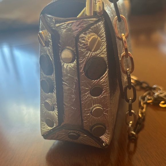 Zadig & Voltaire silver foil leather mini Bag, silver metal chain. Rare Find! - Picture 4 of 12